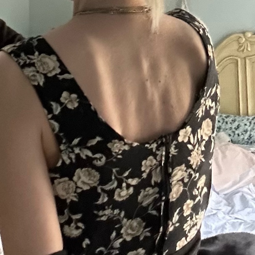 Vintage 90s corset lace up ditsy floral dress - Picture 6 of 15